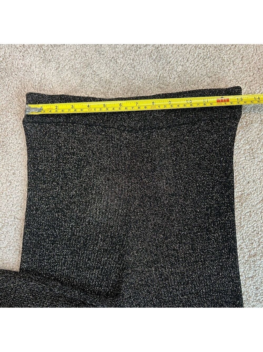 Zara Special edition black gold knit metallic glitter flare pants Sz M NWT - Picture 9 of 13